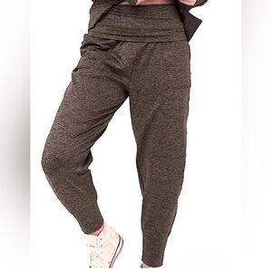 Offline Aerie The Hugger Fold Over Joggers Brown/Black Stretch Lightweight XXS